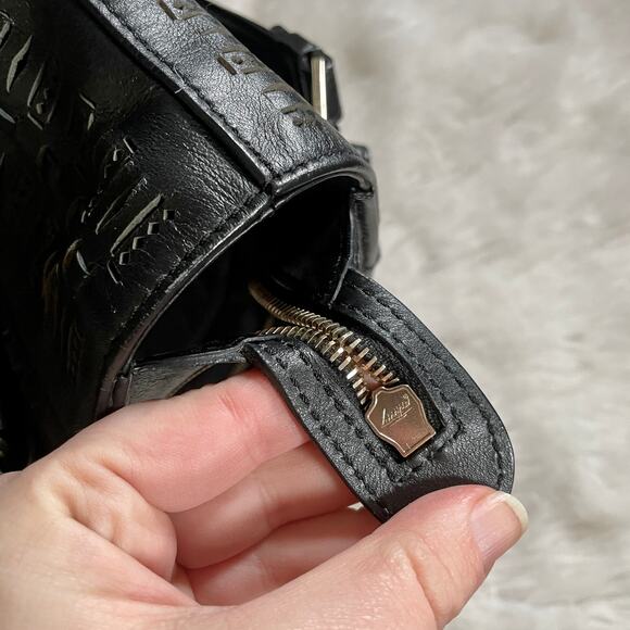 Tod's Laser Cut Flower Tote Shoulder Bag Small Lazer Perforated Black Leather - Picture 11 of 16